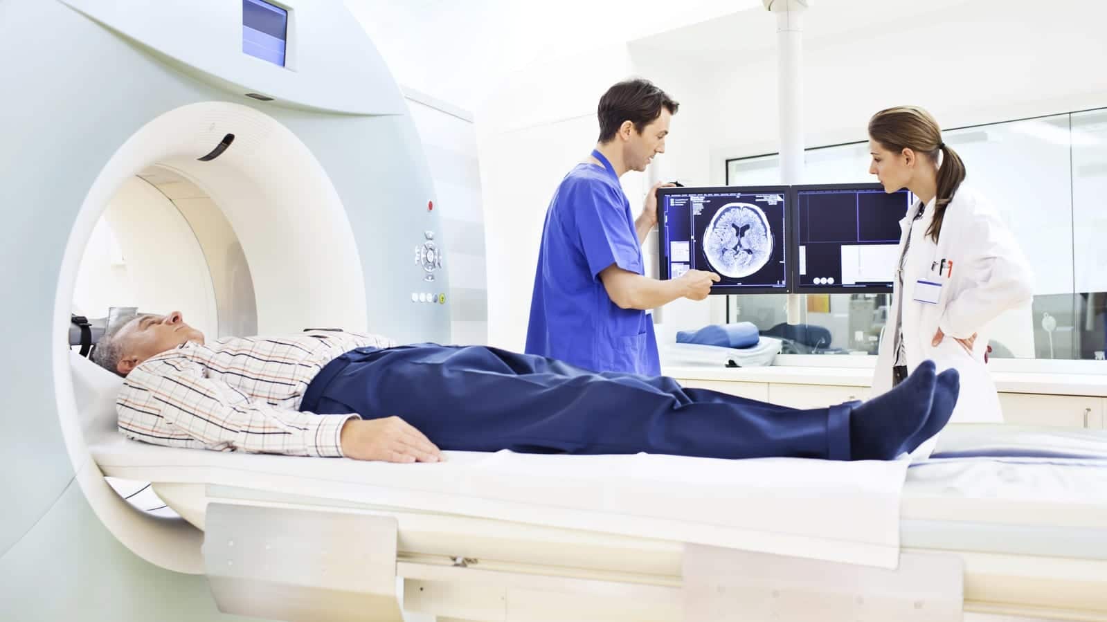 Elderly Man Receiving Brain Scan Stock Photo