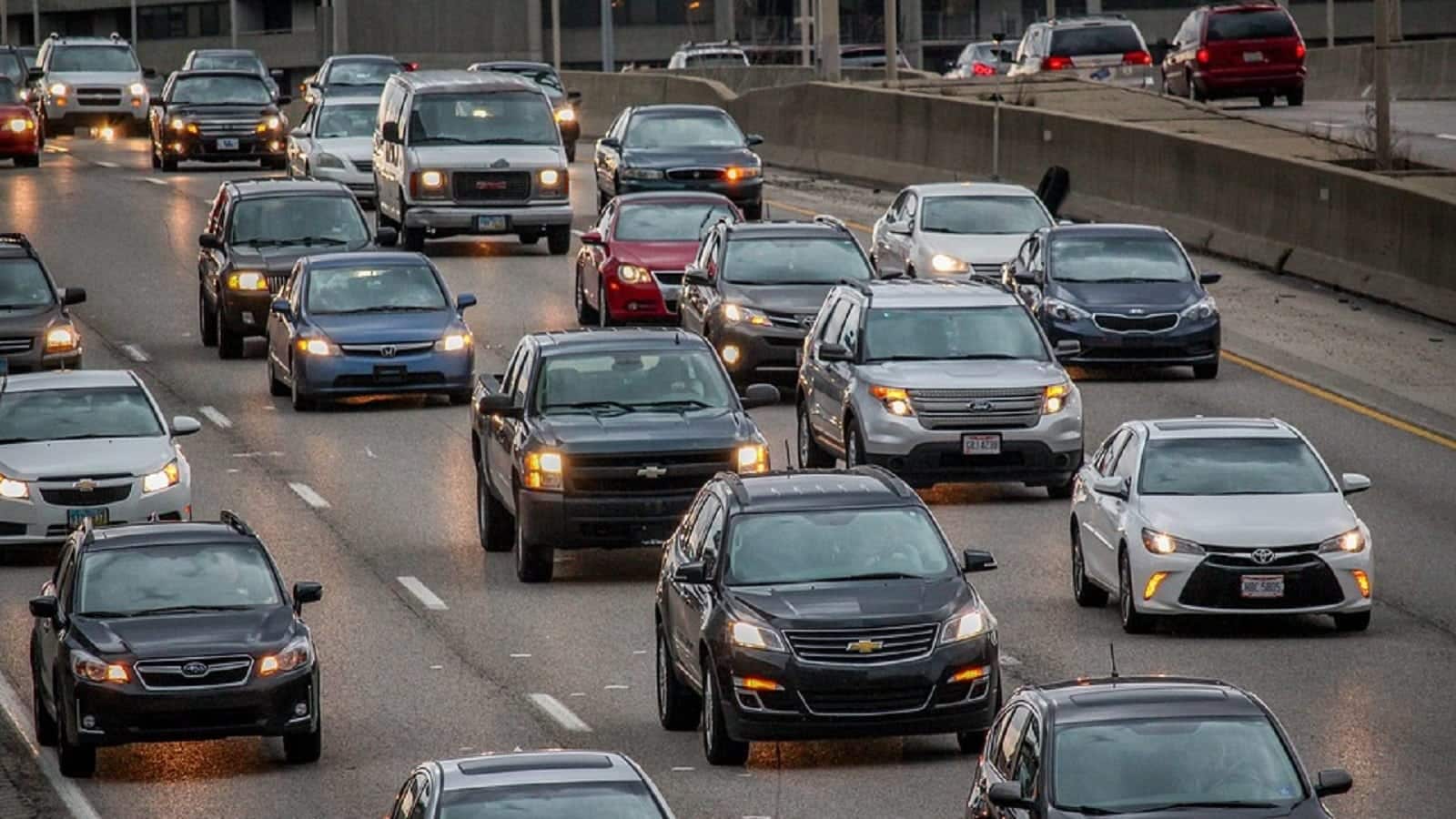 Traffic Congestion On A Highway Stock Photo