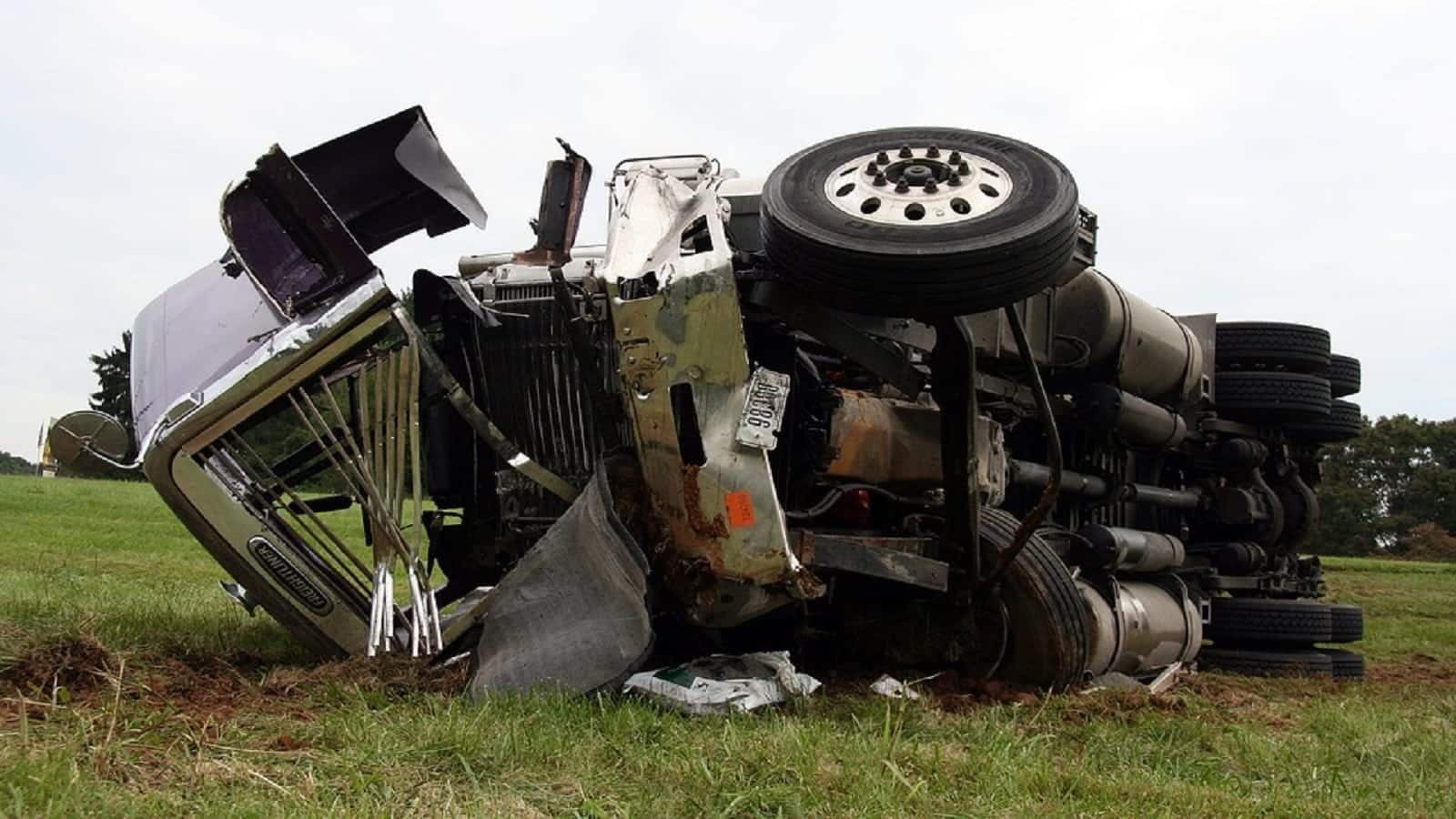 Truck Accident In A Rural Area Stock Photo