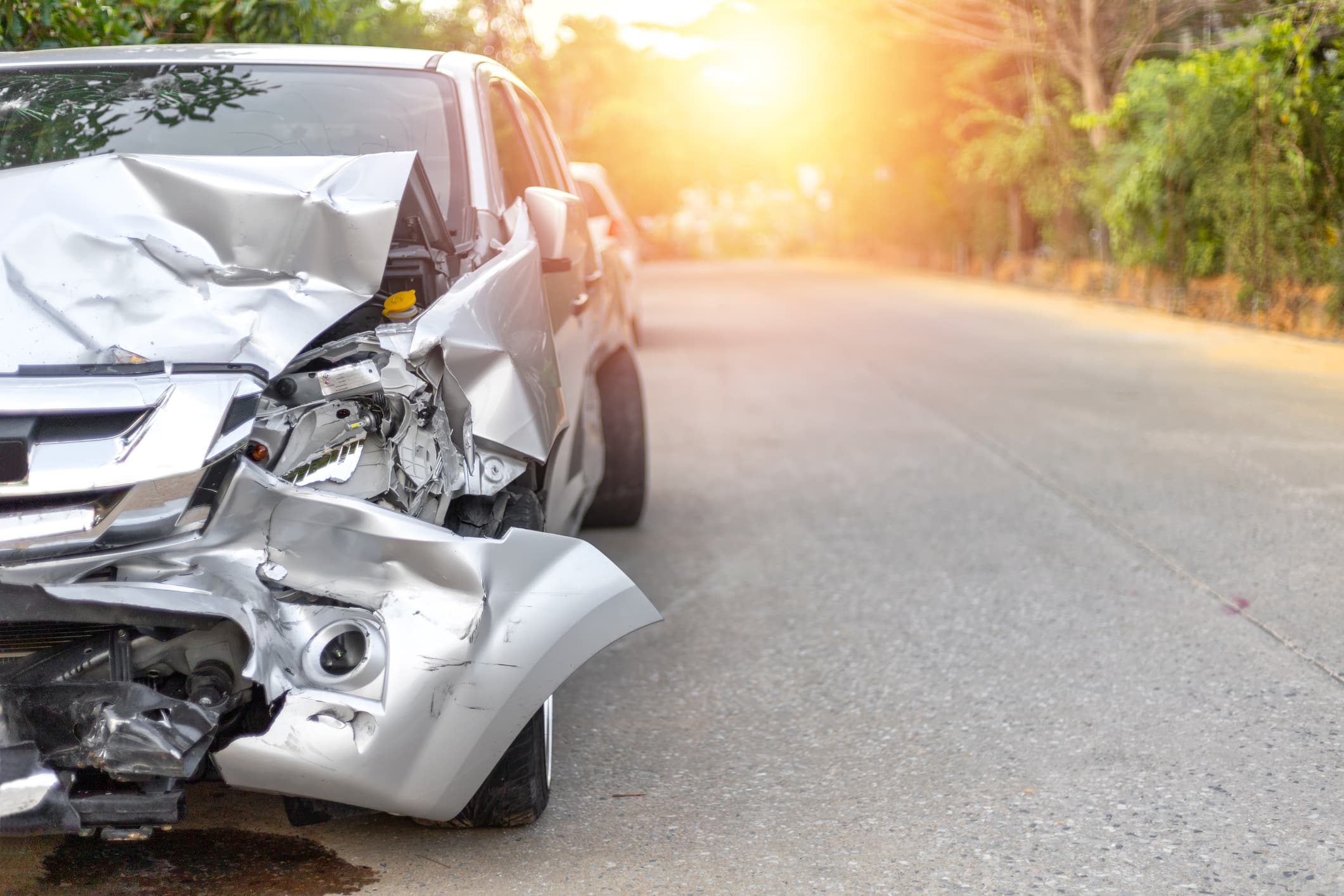 The scene of a car accident on a road in Chattanooga.